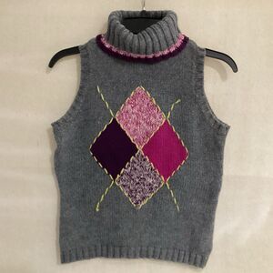 arizona jean company sweater M sleeveless turtleneck argyle gray purple